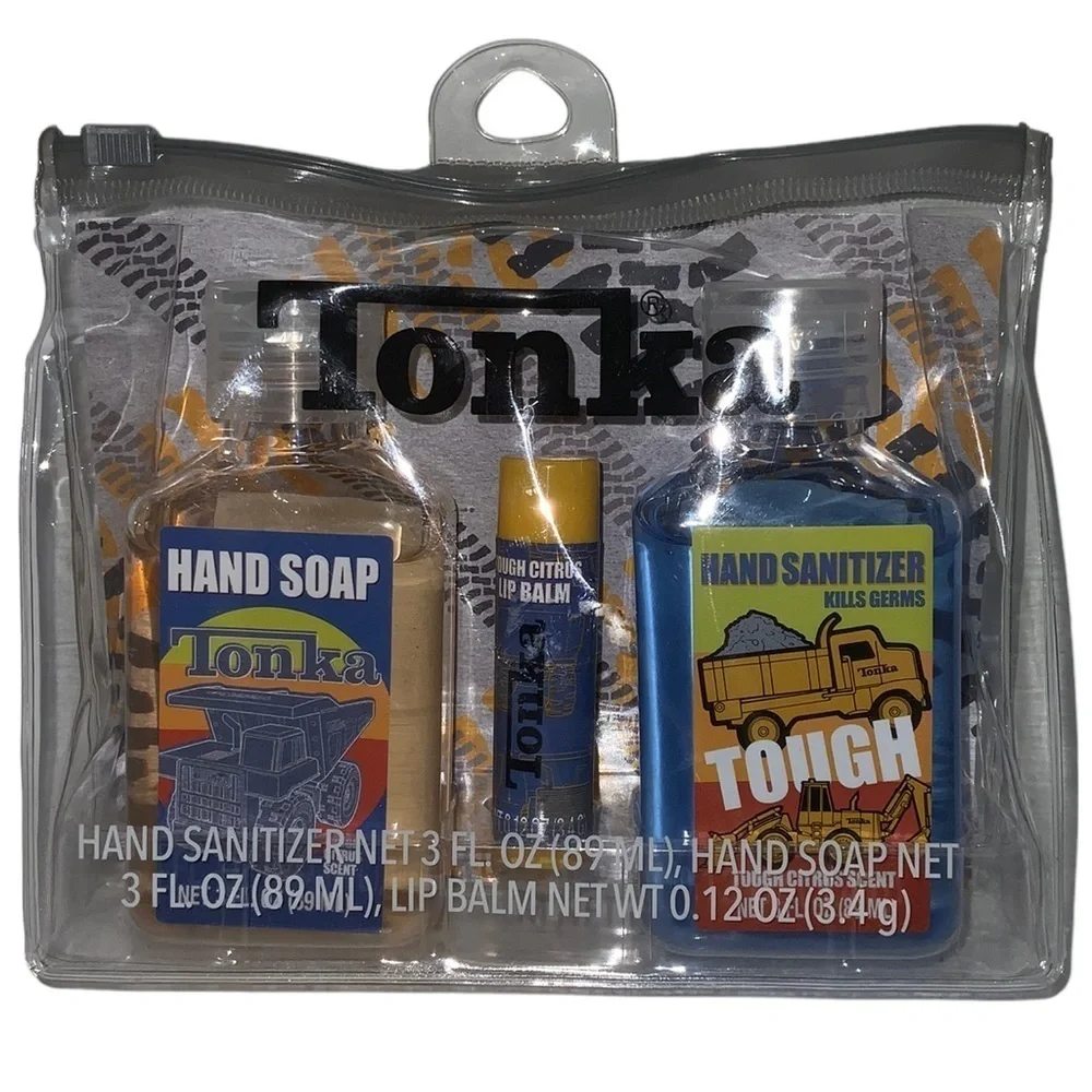 Tonka Kids Gift Set Hygiene Travel Kit Reusable Case Carry Bag Citrus Scented